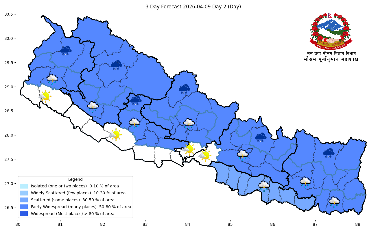 देशका विभिन्न भागमा वर्षा र हिमपातको सम्भावना
